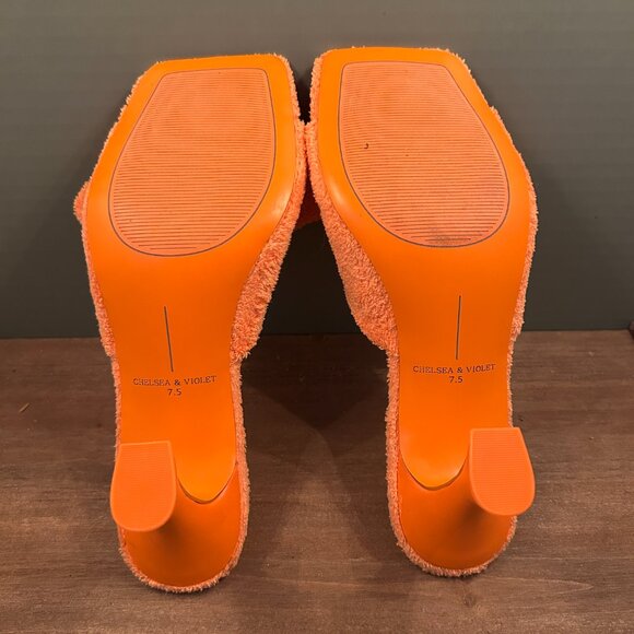 Chelsea & Violet Womens Orange Tara Faux Suede Block Heeled Sandals Size 7.5 - Picture 8 of 9